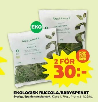 Coop Forum Ekologisk ruccola/babyspenat erbjuda