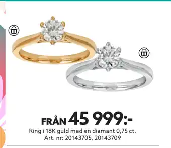 Albrekts Guld Ring i 18K guld med en diamant 0,75 ct erbjuda