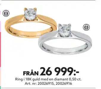 Albrekts Guld Ring i 18K guld med en diamant 0,50 ct erbjuda