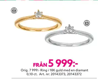 Albrekts Guld Ring i 18K guld med en diamant 0,10 ct erbjuda