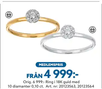 Albrekts Guld Ring i 18K guld med 10 diamanter 0,10 ct erbjuda