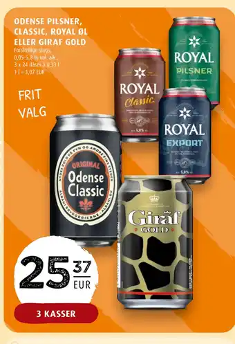 Scandinavian Park ODENSE PILSNER, CLASSIC, ROYAL ØL ELLER GIRAF GOLD erbjuda