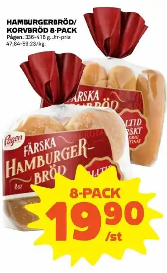 Coop Extra Pågen Hamburgerbröd/Korvbröd 8-Pack 336-416 g erbjuda