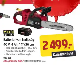 Jula Batteridriven kedjesåg 40 V, 4 Ah, 14”/36 cm erbjuda