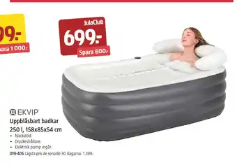 Jula Uppblåsbart badkar 250 l, 158x85x54 cm erbjuda