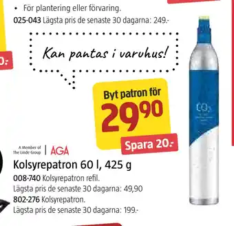 Jula Kolsyrepatron 60 l, 425 g erbjuda