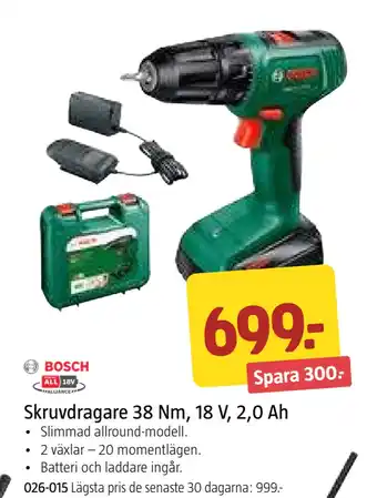 Jula Skruvdragare 38 Nm, 18 V, 2,0 Ah erbjuda