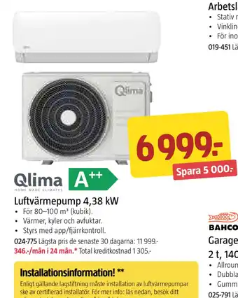 Jula Luftvärmepump 4,38 kW erbjuda