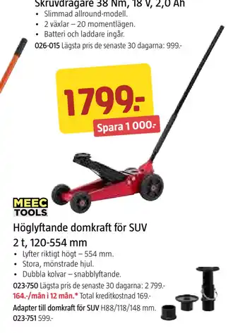 Jula Höglyftande domkraft för SUV 2 t, 120-554 mm erbjuda