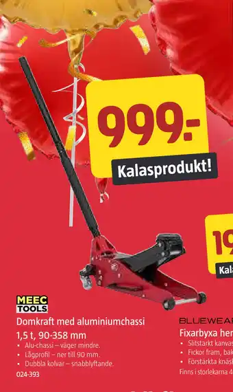 Jula Domkraft med aluminiumchassi 1,5 t, 90-358 mm erbjuda