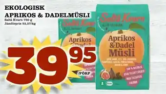 Matdax Ekologisk aprikos & dadelmüsli erbjuda