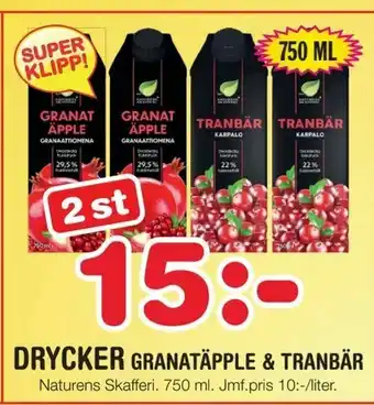 Drycker granatäpple & tranbär