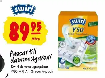 City Gross Swirl dammsugarpåsar Y50 MP, Air Green 4-pack erbjuda