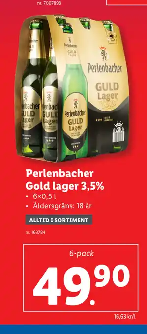 Lidl Perlenbacher Gold lager 3,5% erbjuda