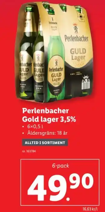 Lidl Perlenbacher Gold lager 3,5% erbjuda