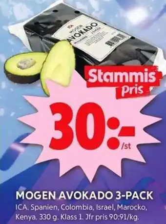 ICA Kvantum MOGEN AVOKADO 3-PACK erbjuda