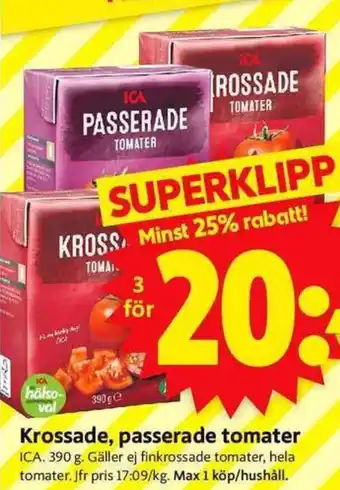 ICA Supermarket Krossade, passerade tomater erbjuda