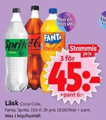 ICA Supermarket Läsk Coca-Cola, Fanta, Sprite erbjuda