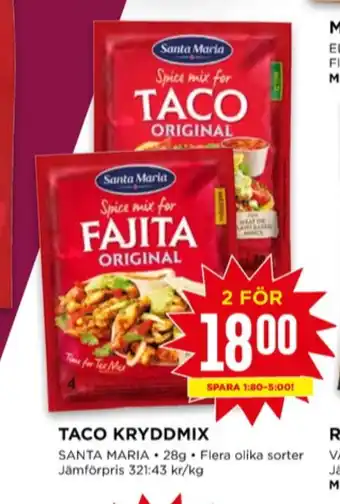 Willys Santa maria taco kryddmix erbjuda
