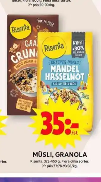 ICA Maxi Risenta granola erbjuda