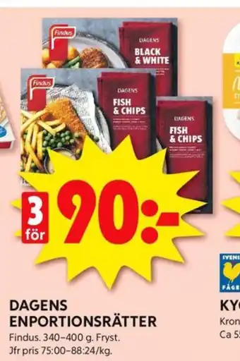 ICA Kvantum Findus färdigrätter erbjuda