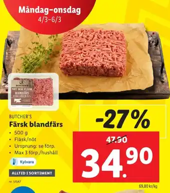 Lidl Butchers blandfärs erbjuda