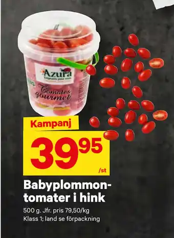 City Gross Babyplommontomater i hink erbjuda