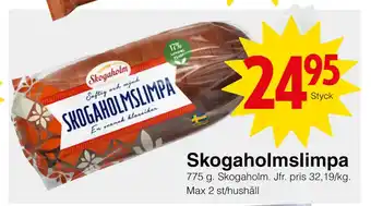 Matöppet Skogaholmslimpa erbjuda