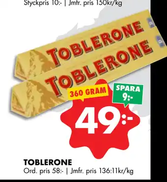 ÖoB TOBLERONE erbjuda