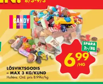 ÖoB LÖSVIKTSGODIS – MAX 3 KG/KUND erbjuda
