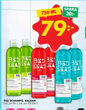 ÖoB TIGI SCHAMPO, BALSAM erbjuda