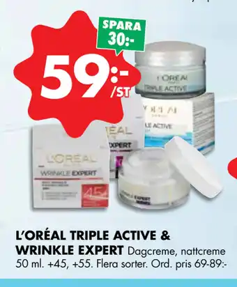 ÖoB L’ORÉAL TRIPLE ACTIVE & WRINKLE EXPERT erbjuda