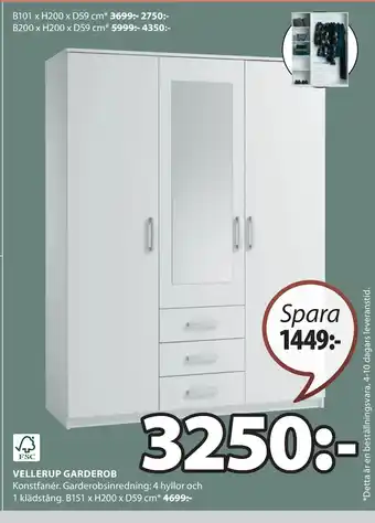 JYSK VELLERUP GARDEROB erbjuda