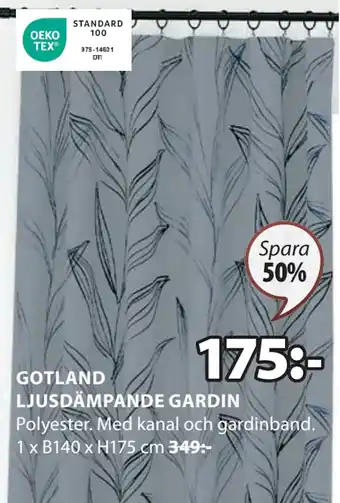 JYSK GOTLAND LJUSDÄMPANDE GARDIN erbjuda