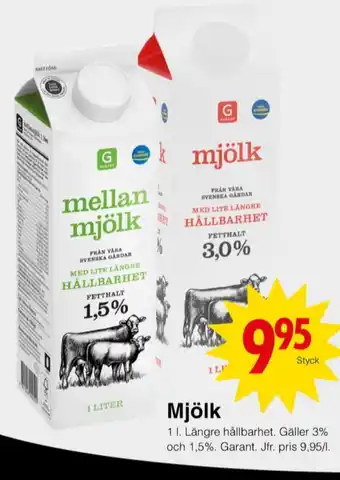 Matöppet Garant mjölk erbjuda