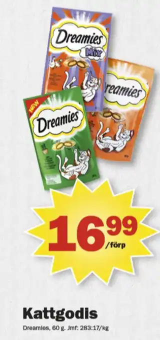Pekås Dreamies kattgodis erbjuda