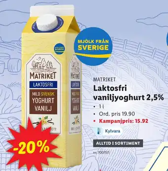 Lidl Laktosfri vaniljyoghurt 2,5% erbjuda