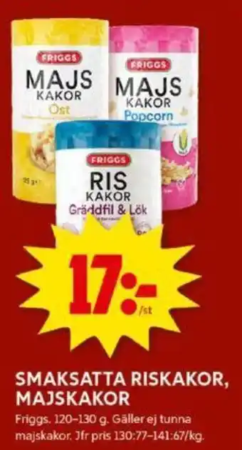 ICA Kvantum SMAKSATTA RISKAKOR, MAJSKAKOR erbjuda