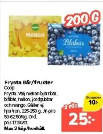 Coop Extra Frysta Bår/frukter Coop erbjuda