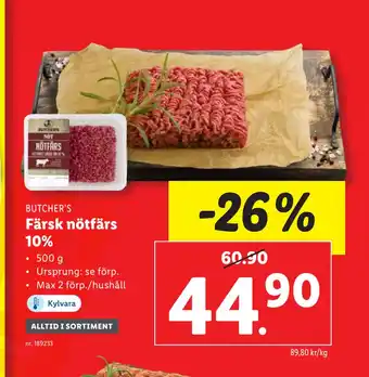 Lidl Färsk nötfärs erbjuda