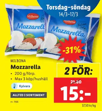 Lidl Mozzarella erbjuda