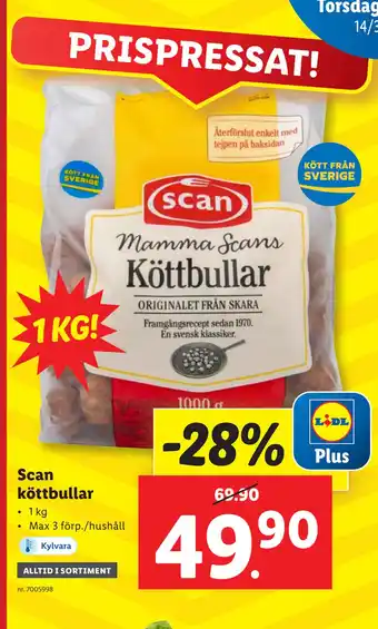 Lidl Scan köttbullar erbjuda