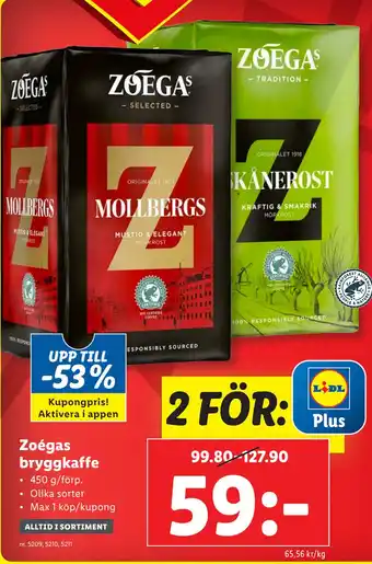 Lidl Zoégas bryggkaffe erbjuda