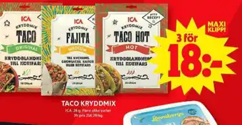 ICA Maxi Ica taco kryddmix erbjuda