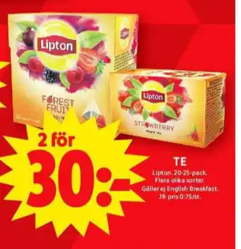 ICA Maxi Lipton tepåsar erbjuda