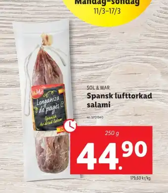 Lidl Sol & mar salami erbjuda