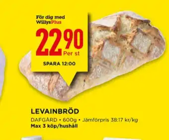 Willys Dafgårds butiksbakat matbröd erbjuda