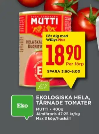 Willys Mutti tomater erbjuda