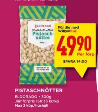Willys Eldorado pistagenötter erbjuda