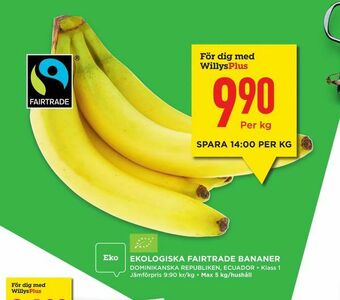 Willys Hemma Ekologiska fairtrade bananer erbjuda